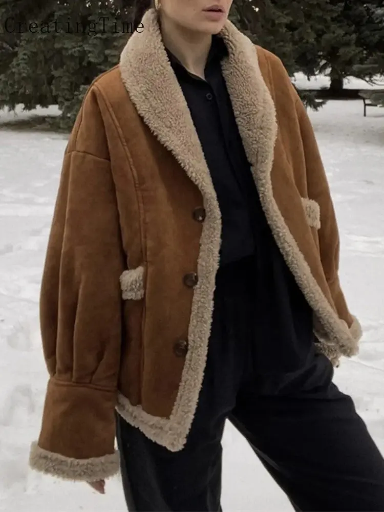 LambsWool Winter Coat For Women V Neck Long Sleeve Patchwork Colorblock Thick Coats Female Clothing 2022 Fashion New Style 1A079
LambsWool Winter Coat For Women V Neck Long Sleeve Patchwork Colorblock Thick Coats Female Clothing 2022 Fashion New Style 1A079