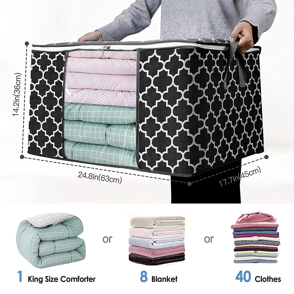 3PCS 100L Large Capacity Foldable Blanket Clothes Storage Bags Organizer Wardrobe Clothes Containers Sturdy Zippers
3PCS 100L Large Capacity Foldable Blanket Clothes Storage Bags Organizer Wardrobe Clothes Containers Sturdy Zippers