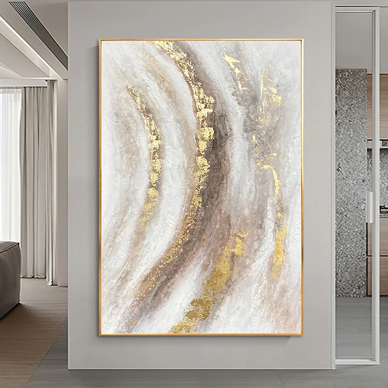 Ручная роспись текстура абстрактная масляная живопись Золотая фольга