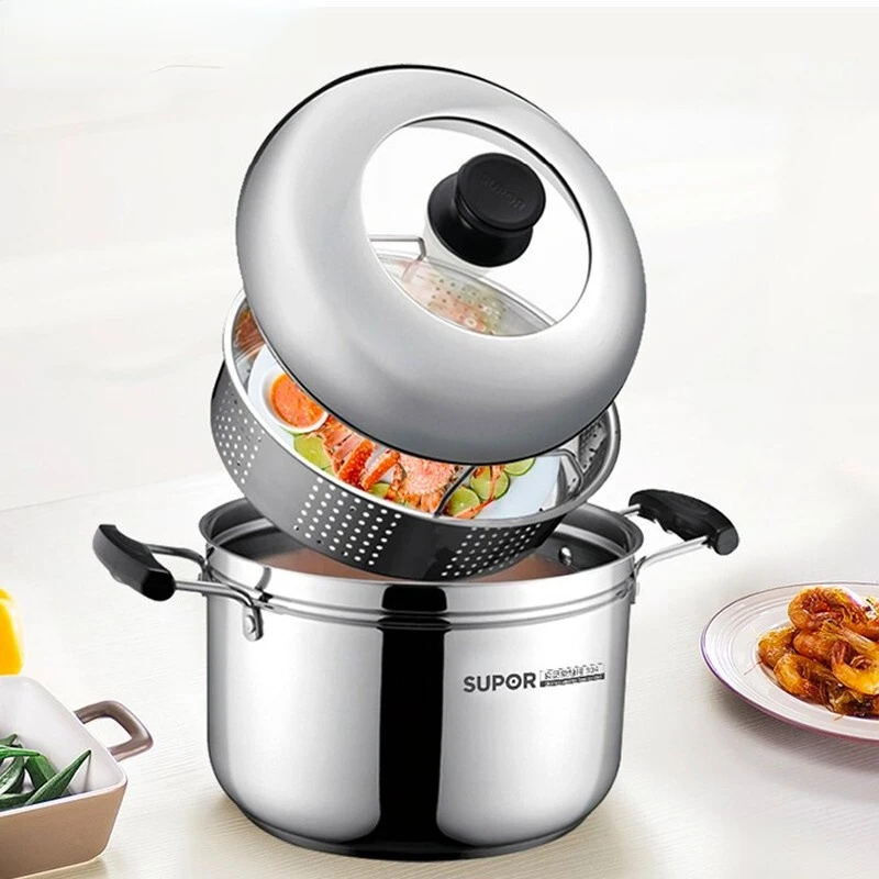 304 Stainless Steel Soup Steaming Multi-purpose Pot Open Fire Induction Cooker Universal 24cm Soup Pot Single-layer Steamer
304 Stainless Steel Soup Steaming Multi-purpose Pot Open Fire Induction Cooker Universal 24cm Soup Pot Single-layer Steamer
