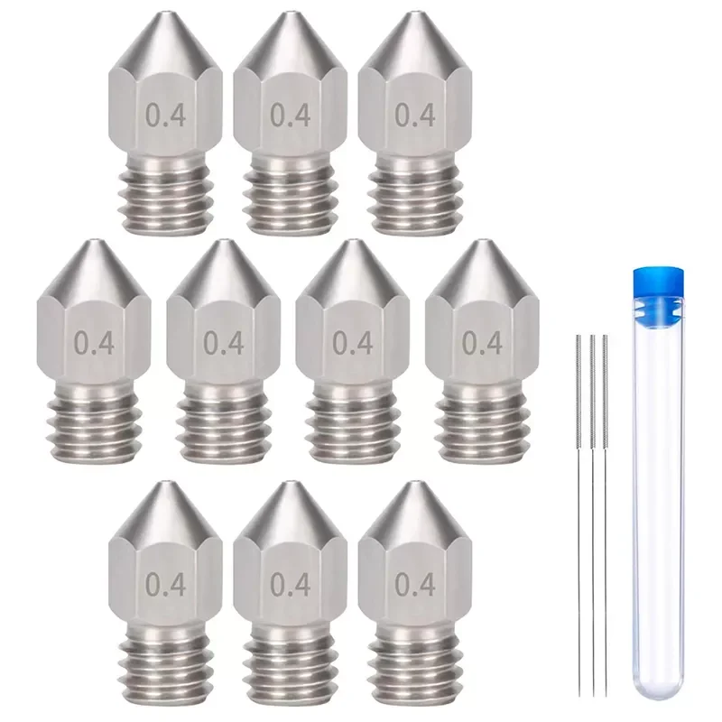 10 Pcs Mk8 0.4 mm/1.75 mm 3D Printer Nozzles,Hardened Stainless Steel Extruder Nozzles with 3 Pcs Nozzle Cleaning Needle
10 Pcs Mk8 0.4 mm/1.75 mm 3D Printer Nozzles,Hardened Stainless Steel Extruder Nozzles with 3 Pcs Nozzle Cleaning Needle