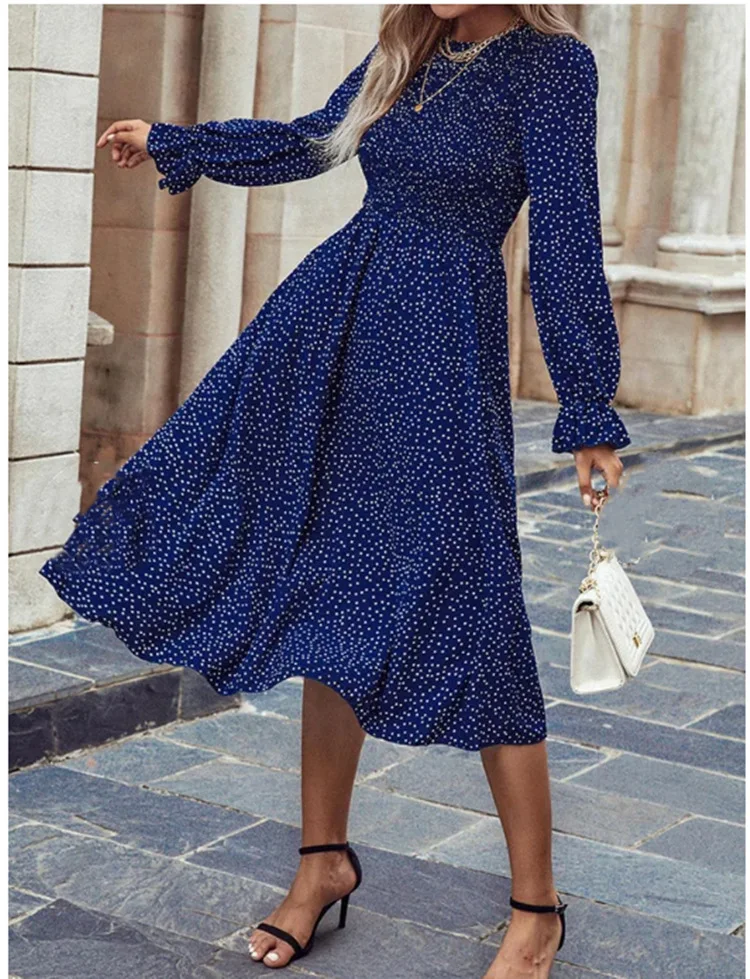 2022 Spring European and American Women's Clothing Retro Polka Dot Print Temperament Long-sleeved Large Swing High-quality Dress
2022 Spring European and American Women's Clothing Retro Polka Dot Print Temperament Long-sleeved Large Swing High-quality Dress