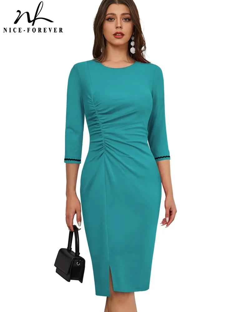 Nice-Forever Autumn Women Classy Lace Plain Elegant Dresses Formal Business Work Vintage Bodycon Dress B736
Nice-Forever Autumn Women Classy Lace Plain Elegant Dresses Formal Business Work Vintage Bodycon Dress B736