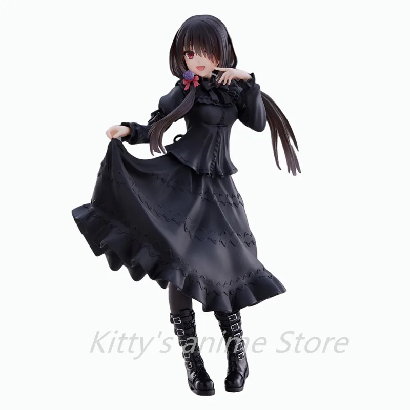 

20CM DATE A LIVE Tokisaki Kurumi Anime Figure Cute Girl Model Toy PVC Black Dress Dress Up Standing Model Car Interior Ornament