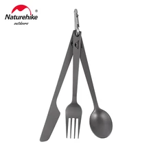 Naturehike Titanium Cutlery 3 In-1 Outdoor Tableware Set Camping Cooking Supplies Spoon Fork Knife Picnic Travel Tableware
