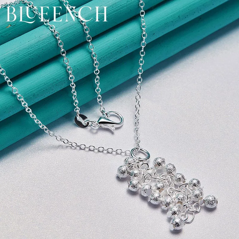 

Blueench 925 Sterling Silver Frosted Round Bead Pendant Necklace Suitable For Women'S Wedding Party Fashion Jewelry