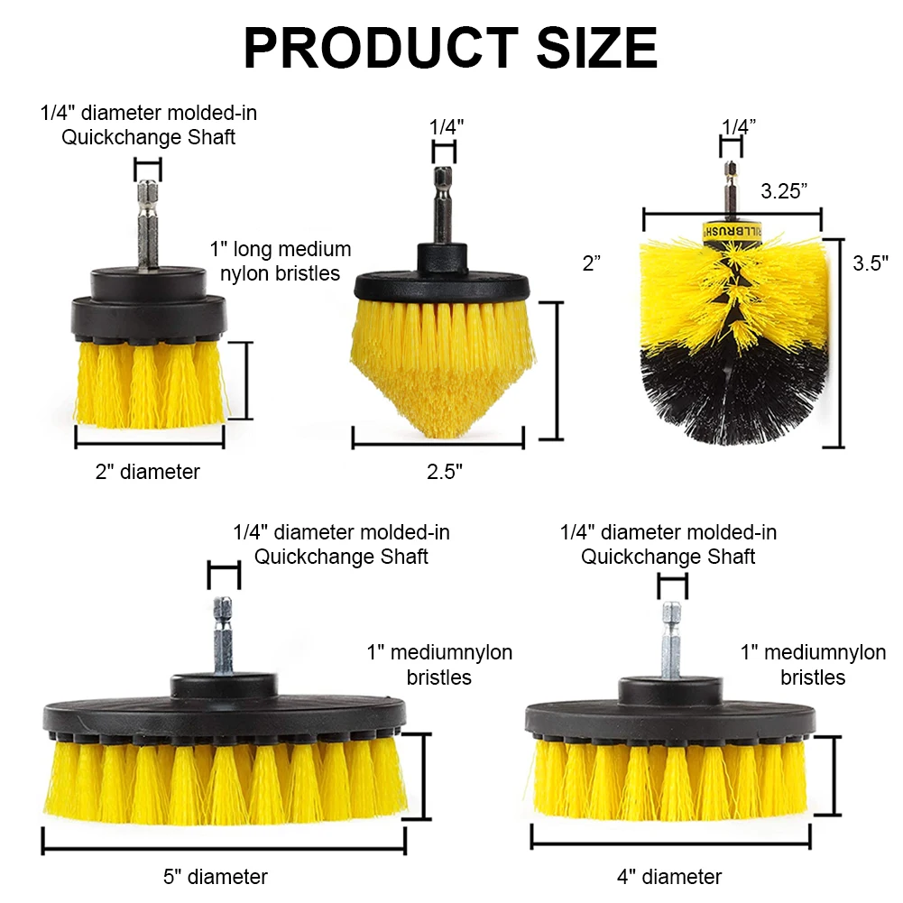 Drill Brush Attachment Set 2"/2.5"/3.5"/4"/5" Brush Power Scrubber Car Washing Brush Car Polisher Bathroom Home Cleaning Tool
Drill Brush Attachment Set 2"/2.5"/3.5"/4"/5" Brush Power Scrubber Car Washing Brush Car Polisher Bathroom Home Cleaning Tool