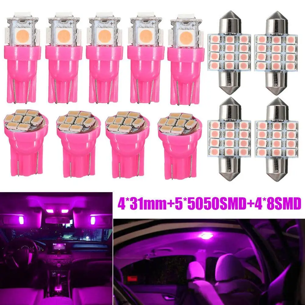 13pcs Pink Car Interior LED Lights 12V Dome License Plate Lamp W5W 12V 2825 192 194 158 168 501 175 Car Lights Accessories
13pcs Pink Car Interior LED Lights 12V Dome License Plate Lamp W5W 12V 2825 192 194 158 168 501 175 Car Lights Accessories