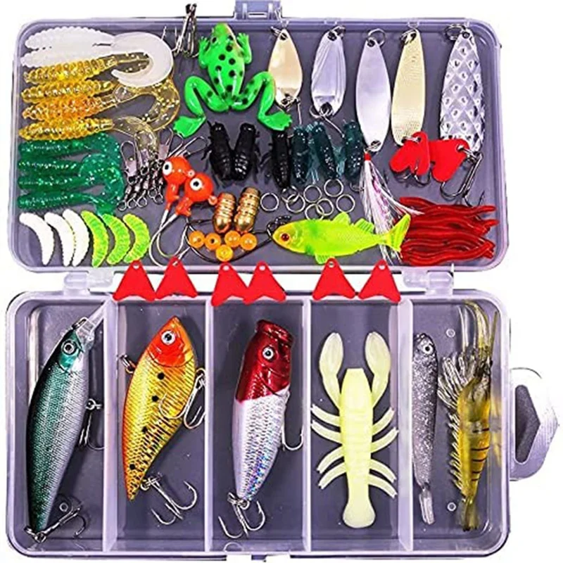 78Pcs Fishing Lures Kit Set for Freshwater Bait Tackle Kit for Bass Trout Salmon Tackle Box
78Pcs Fishing Lures Kit Set for Freshwater Bait Tackle Kit for Bass Trout Salmon Tackle Box