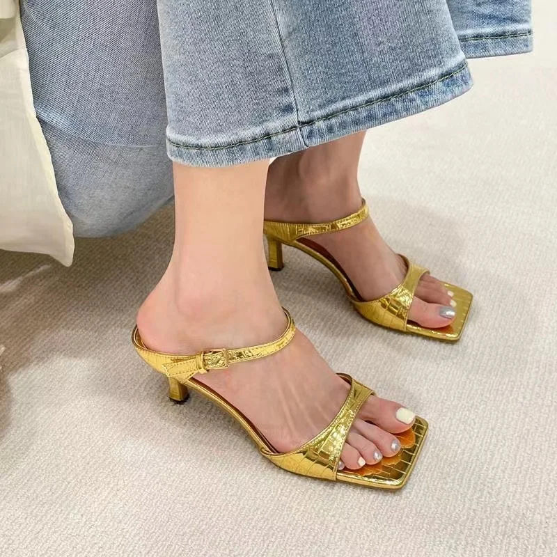 Women Buckle Slippers Summer New Woman Shoes High Heels Fashion Slides Pumps Dress Square Toe Party Sandals Mujer Size 42
Women Buckle Slippers Summer New Woman Shoes High Heels Fashion Slides Pumps Dress Square Toe Party Sandals Mujer Size 42