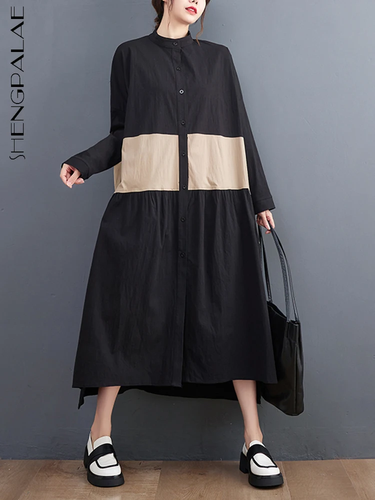 SHENGPALAE Women's Splice Color Contrast Long Sleeve Shirt Dress 2022 Autumn Elegant Loose Black Dresses Oversize Vestidos 5R128
SHENGPALAE Women's Splice Color Contrast Long Sleeve Shirt Dress 2022 Autumn Elegant Loose Black Dresses Oversize Vestidos 5R128