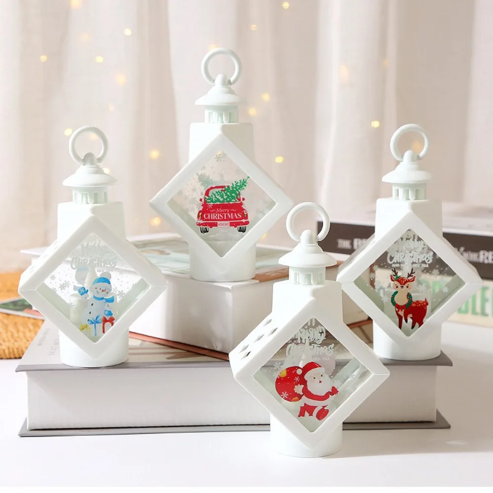 

Santa Christmas Wind Lantern Mini Snowman illuminated Santa Hanging lamp Atmosphere Elk deer Christmas Portable Lantern Party