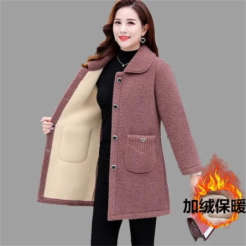 2023 XL-6XL Middle-Age Elderly Women's Clothing Thicken Imitation Lamb Wool Coat Mother's Winter Mid-Length Granular Velvet Coat
2023 XL-6XL Middle-Age Elderly Women's Clothing Thicken Imitation Lamb Wool Coat Mother's Winter Mid-Length Granular Velvet Coat