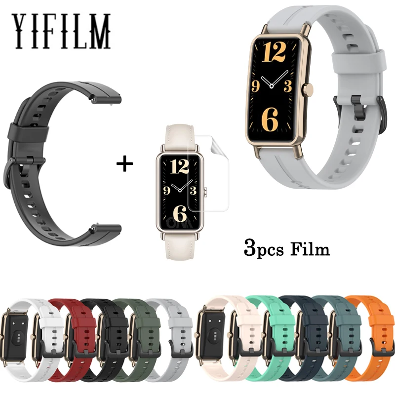 Silicone Watch Strap + Film Suitable For Huawei Watch Fit Mini Solid Color Waterproof Watchband Clear TPU Screen Protective Film
Silicone Watch Strap + Film Suitable For Huawei Watch Fit Mini Solid Color Waterproof Watchband Clear TPU Screen Protective Film