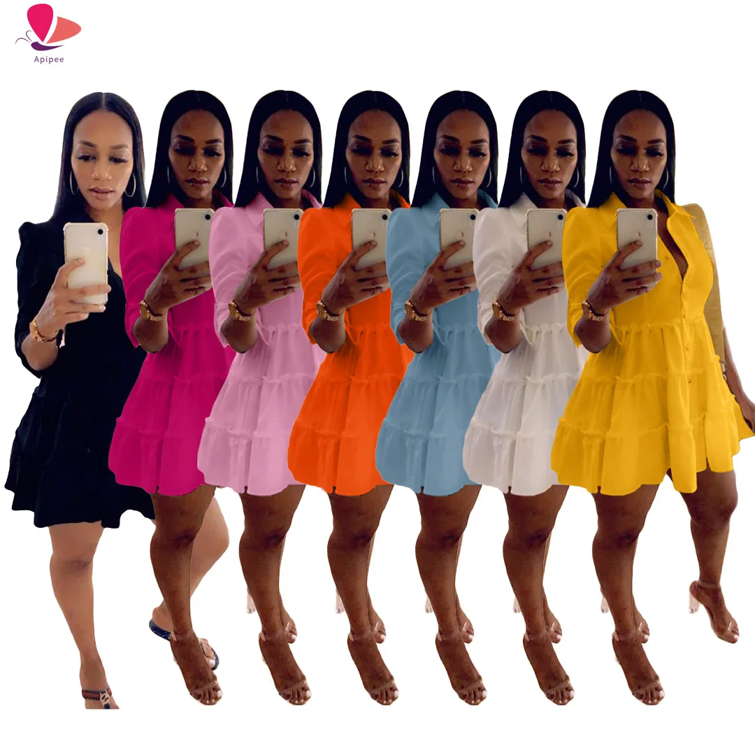 Solid Ruffles Shirt Dress Women Streetwear Half Sleeve Buttons Up High Waist Mini Dress Summer Casual Party Dresses
Solid Ruffles Shirt Dress Women Streetwear Half Sleeve Buttons Up High Waist Mini Dress Summer Casual Party Dresses