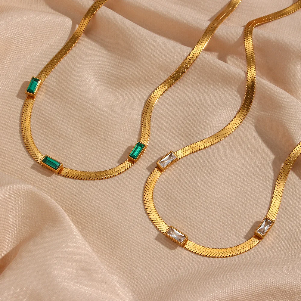 G&D Vintage Minimalist Flat Snake Chain Choker Green White Charm Necklace 18 K Stainless Steel Jewelry for Women Summer Beach
G&D Vintage Minimalist Flat Snake Chain Choker Green White Charm Necklace 18 K Stainless Steel Jewelry for Women Summer Beach