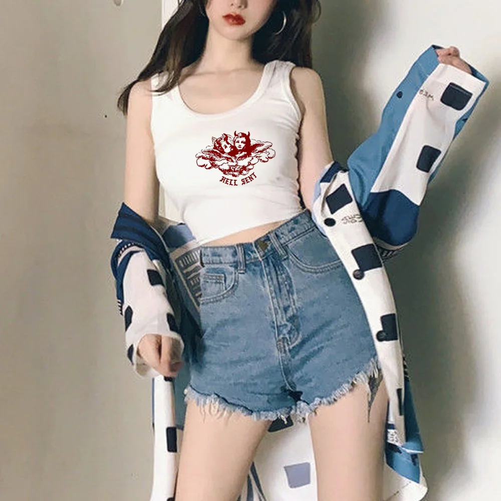Женский укороченный топ angel tank top, Готическая винтажная уличная одежда с графическим принтом, y2k, винтажная одежда в готическом стиле
Женский укороченный топ angel tank top, Готическая винтажная уличная одежда с графическим принтом, y2k, винтажная одежда в готическом стиле