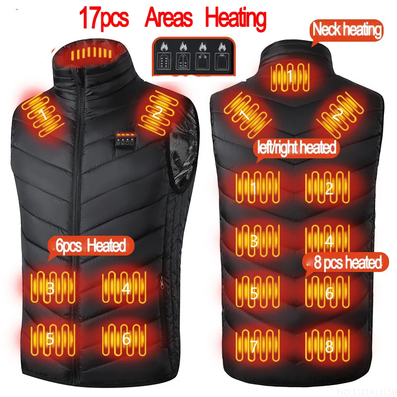 17PCS Heated Jacket Fashion Men Women Coat Intelligent USB Electric Heating Thermal Warm Clothes Winter Heated Vest Plussize
17PCS Heated Jacket Fashion Men Women Coat Intelligent USB Electric Heating Thermal Warm Clothes Winter Heated Vest Plussize