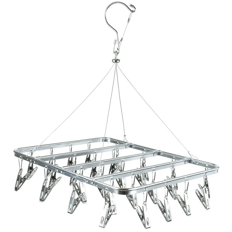 28 Clips Aluminum Alloy Clip And Drip Hanger, Windproof Underwear Sock Hangers, Laundry Drying Rack
28 Clips Aluminum Alloy Clip And Drip Hanger, Windproof Underwear Sock Hangers, Laundry Drying Rack