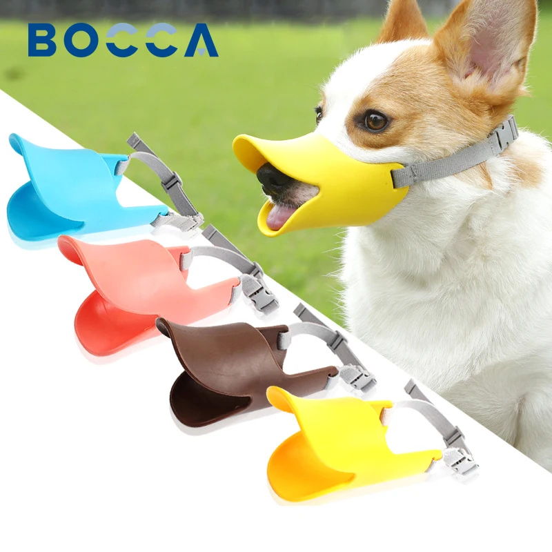 

Bocca Silicone Dog Muzzle Mask For Puppy Small Dogs Duck Shape Anti Bite Stop Barking Adjustable Mouth Cover Pet Outdoor