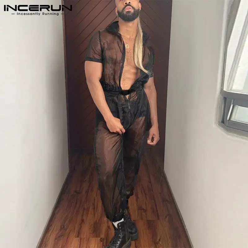 INCERUN Men Jumpsuits Mesh See Through Lapel Long Sleeve Lace Up Overalls Men Zipper Casual 2022 Breathable Vacation Sexy Romper
INCERUN Men Jumpsuits Mesh See Through Lapel Long Sleeve Lace Up Overalls Men Zipper Casual 2022 Breathable Vacation Sexy Romper