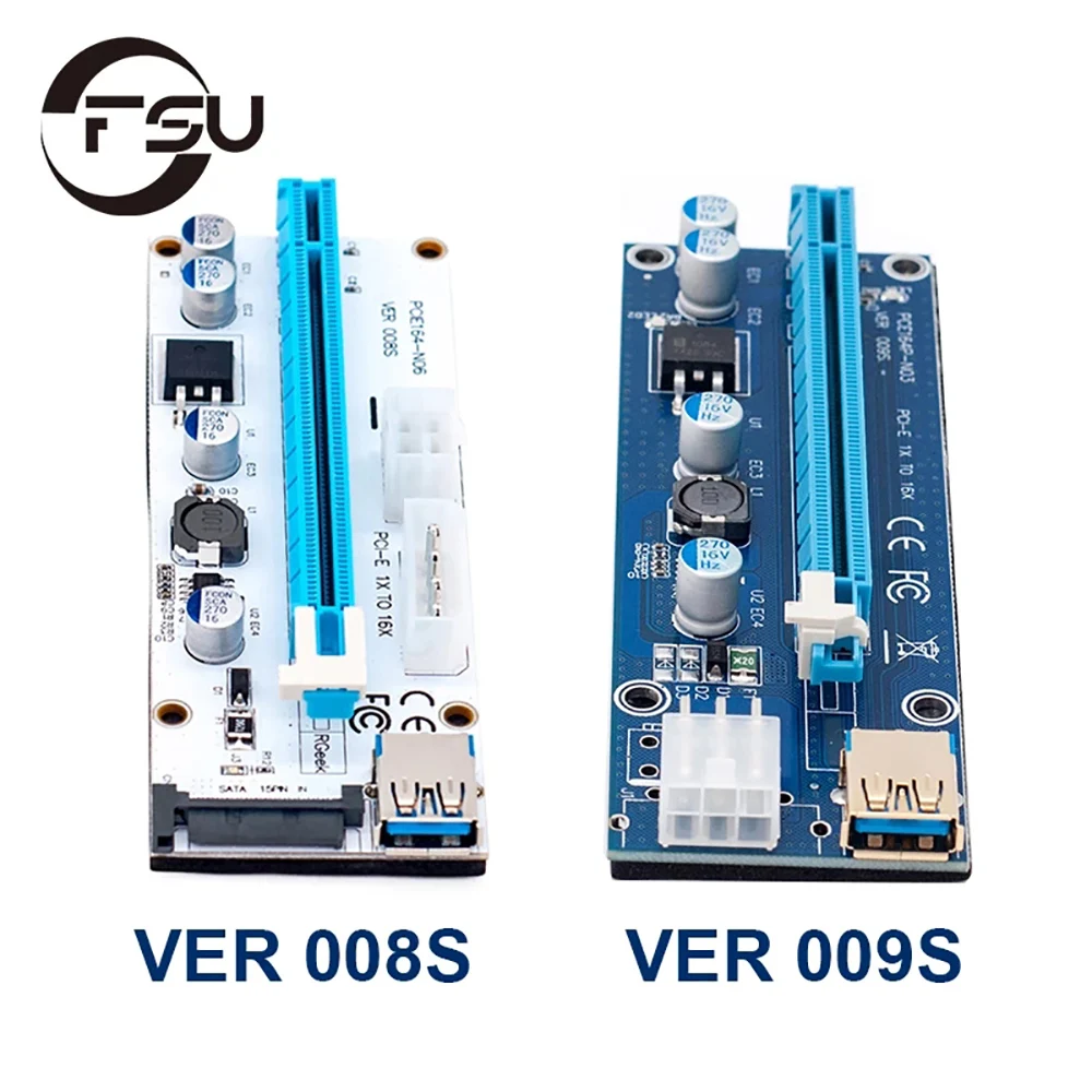 PCIE Riser VER 009S 008S 4Pin SATA 6PIN PCI-E карта расширения 1X до 16X USB3.0 графические карты адаптер PCI E Extender для майнинга BTC
PCIE Riser VER 009S 008S 4Pin SATA 6PIN PCI-E карта расширения 1X до 16X USB3.0 графические карты адаптер PCI E Extender для майнинга BTC
