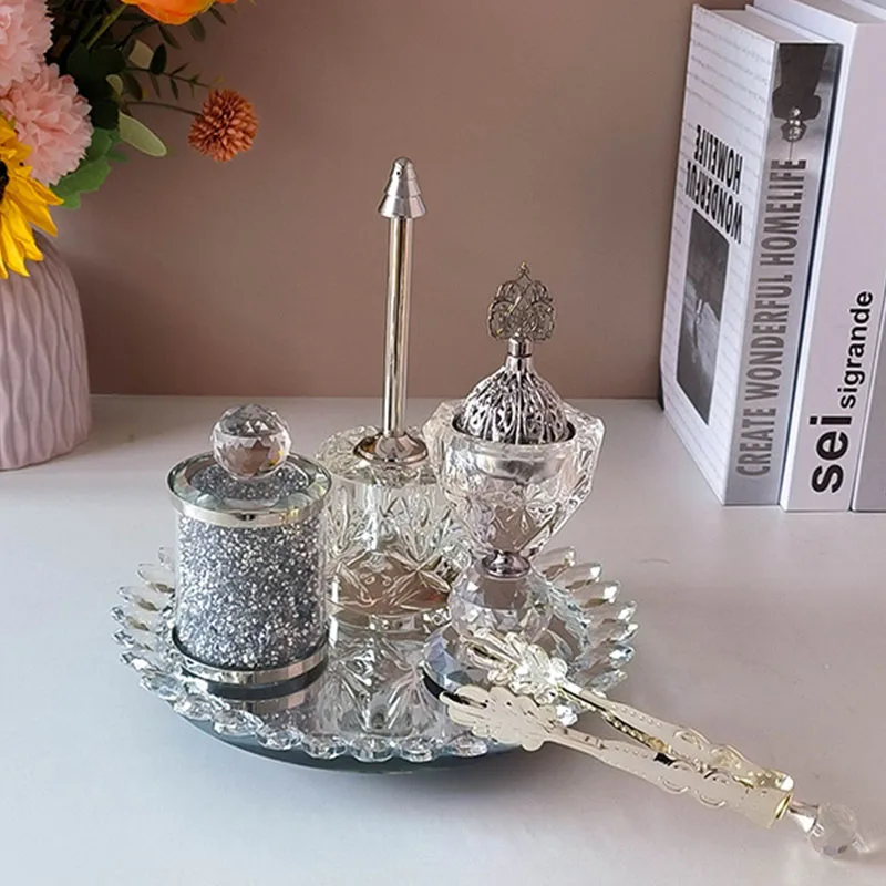 Luxury Crystal Incense Burner Set 5 In 1 Arabic Aromatherapy Stove with Diamond Plate Cone Charcoal Diffuser Bakhoor Home Decor
Luxury Crystal Incense Burner Set 5 In 1 Arabic Aromatherapy Stove with Diamond Plate Cone Charcoal Diffuser Bakhoor Home Decor