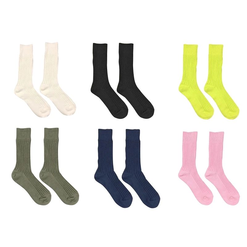 

Neon Solid Color Crew Socks for Men Women Teenager Harajuku 80s Tube Hosiery