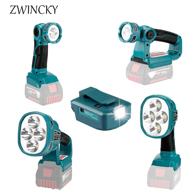 

ZWINCKY 12W Led Work Light For Bosch 14.4V 18V Battery BAT609 BAT609G BAT618 Work Flashlights with USB Charging 18v Tools