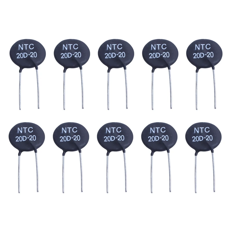 

10X 20D-20 NTC Thermistor For Limiting Of Inrush Current Of Power Supply Ballast CFL,Black
