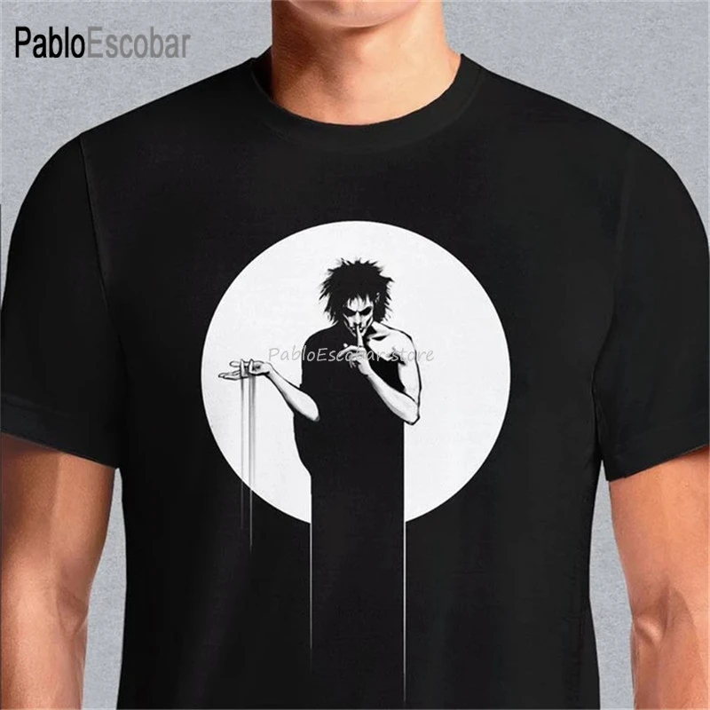 

men summer t-shirt brand tops euro size Sandman Comic Funny Black T-Shirt Dream Death Lucifer S-6Xl Loose Size Tee Shirt