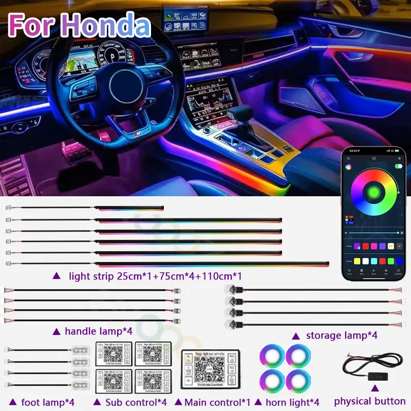 RGB 22 в 1 автомобильный интерьер акриловые автомобильные окружающие огни для Honda Fit