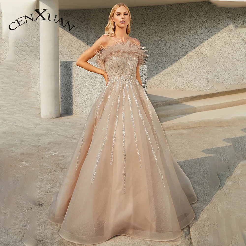 Cenxuan Exquisite Strapless Feathers Bling Sequined Sleeveless Backless Pleat Zipper Prom Evening Dress Made To Order De Gala
Cenxuan Exquisite Strapless Feathers Bling Sequined Sleeveless Backless Pleat Zipper Prom Evening Dress Made To Order De Gala