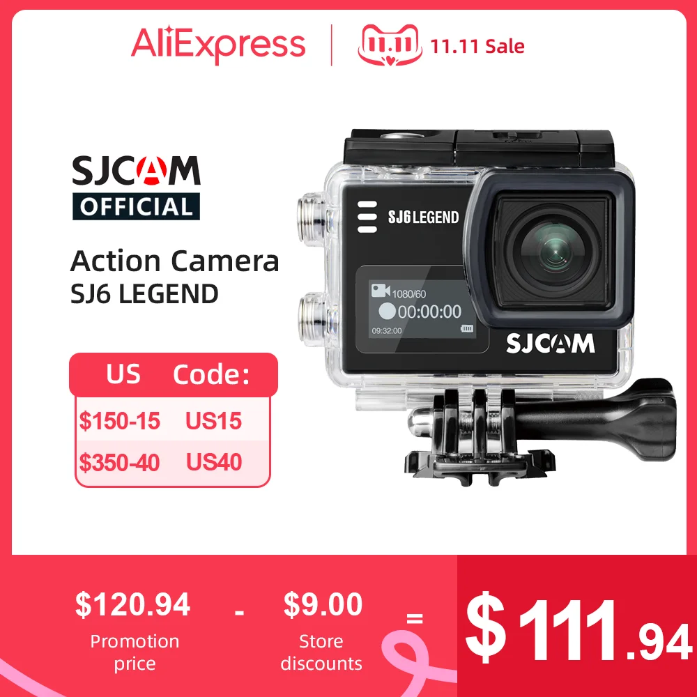 

Оригинальная Экшн-камера SJCAM SJ6 Legend 4K Wi-Fi 30 м Водонепроницаемая Ultra HD 2 "сенсорный экран гироскоп стабилизация Спорт DV