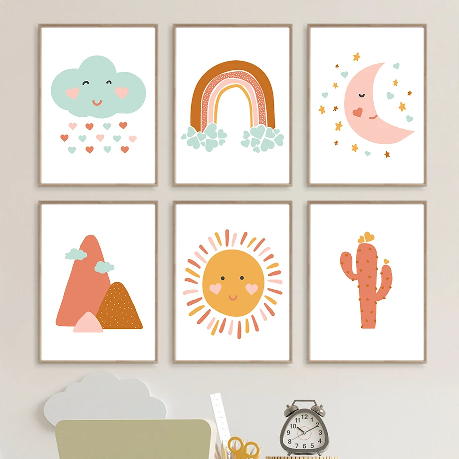 Cartoon Sun Mountain Cloud Moon Rainbow Cactus Wall Art Canvas Painting Nordic Posters And Prints Wall Pictures Kids Room Decor
Cartoon Sun Mountain Cloud Moon Rainbow Cactus Wall Art Canvas Painting Nordic Posters And Prints Wall Pictures Kids Room Decor