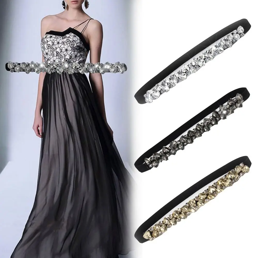 

Party Wedding Accessories Luxury Design Bridal Waist Strap Elastic Belly Belts Stretch Waistband Rhinestone Girdle Belt