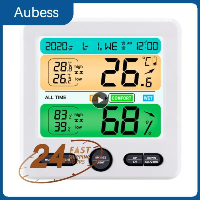 LCD Digital Temperature Humidity Meter With Dual Sensors Alarm Clock Home Indoor Electronic Thermometer Hygrometer Monitor
LCD Digital Temperature Humidity Meter With Dual Sensors Alarm Clock Home Indoor Electronic Thermometer Hygrometer Monitor