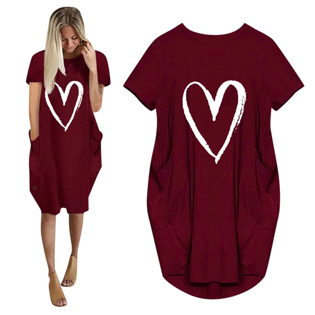 Women Casual Loose Dress With Pockets Fashion O Neck Short Sleeve Love Print Long Tops Female Street Plus Size 5XL T-shirt Dress
Women Casual Loose Dress With Pockets Fashion O Neck Short Sleeve Love Print Long Tops Female Street Plus Size 5XL T-shirt Dress