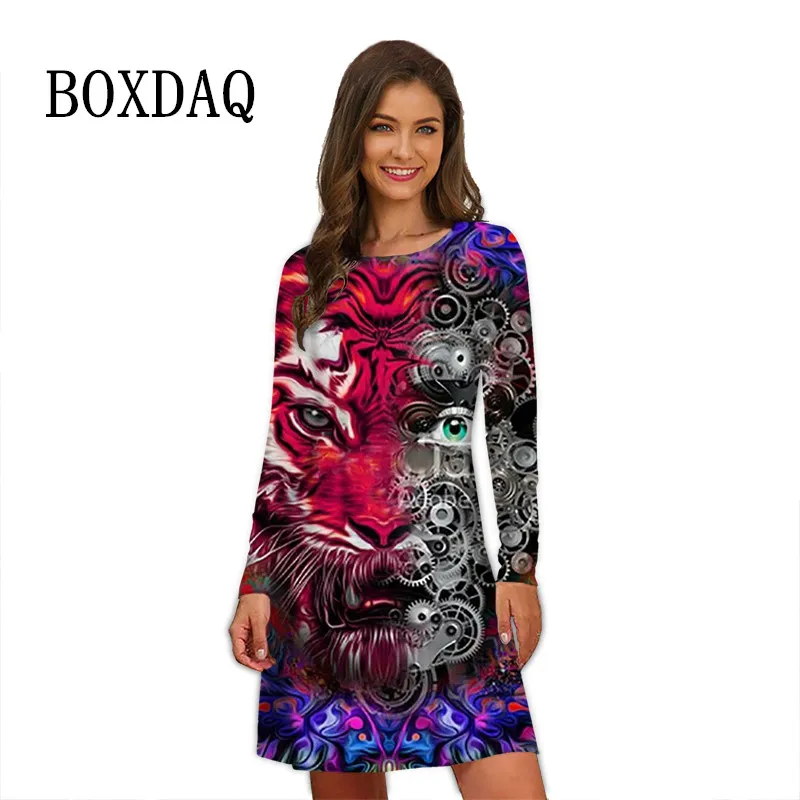 Женское винтажное платье с длинным рукавом, Повседневное платье-мини с круглым вырезом и принтом тигра в уличном стиле, осенняя одежда большого размера
Женское винтажное платье с длинным рукавом, Повседневное платье-мини с круглым вырезом и принтом тигра в уличном стиле, осенняя одежда большого размера
