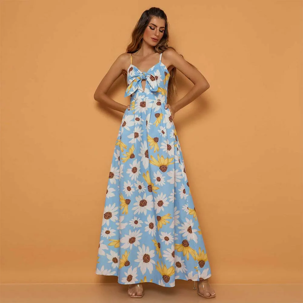 Long Dress Summer Flower Print Casual Holiday Vacation Women Clothing Sexy Hollow Bowtie Sweet Yellow Floral Maxi Dresses 2022
Long Dress Summer Flower Print Casual Holiday Vacation Women Clothing Sexy Hollow Bowtie Sweet Yellow Floral Maxi Dresses 2022