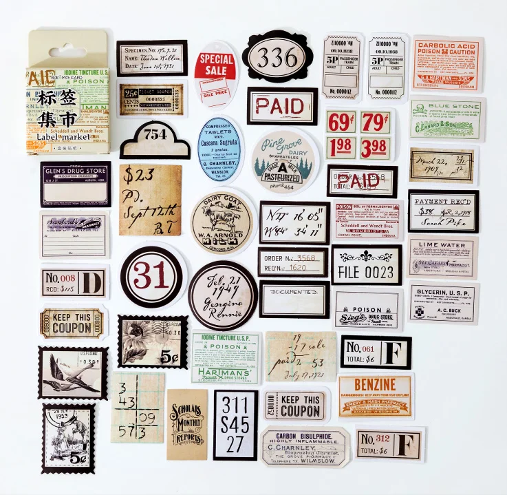 46 Pcs/box Vintage Labels Stickers Mini Adhesive DIY Diary Album Scrapbooking Collage material Stationery Sticker Craft Supplies
46 Pcs/box Vintage Labels Stickers Mini Adhesive DIY Diary Album Scrapbooking Collage material Stationery Sticker Craft Supplies