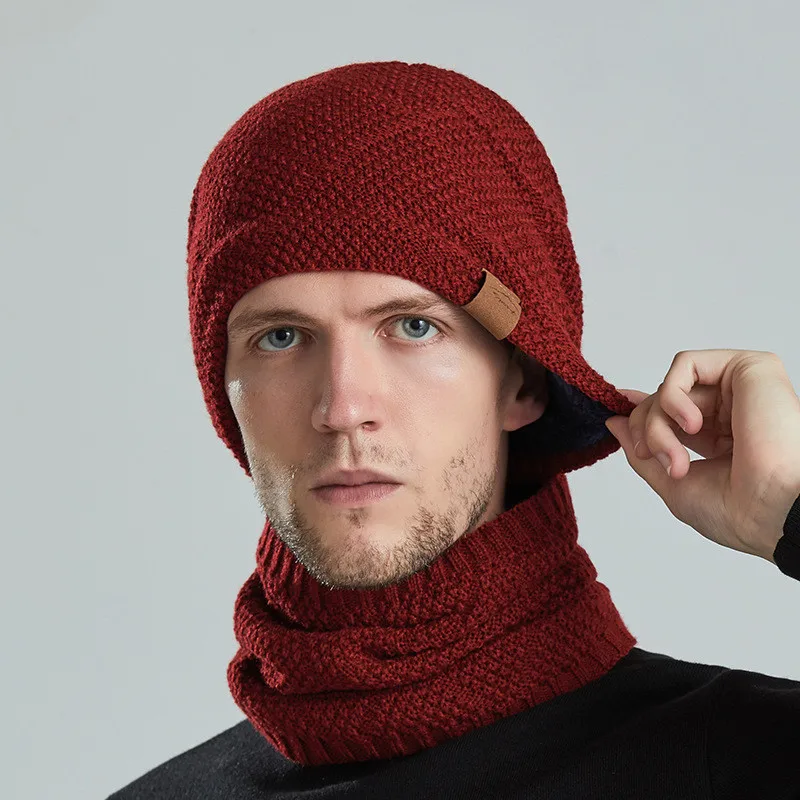 

Зимняя шапка для мужчин, пуловер, искусственная плюшевая бархатная флисовая подкладка, Женская плотная Теплая Шапка-бини, Вязаная Шапка-бини, шапки для мужчин