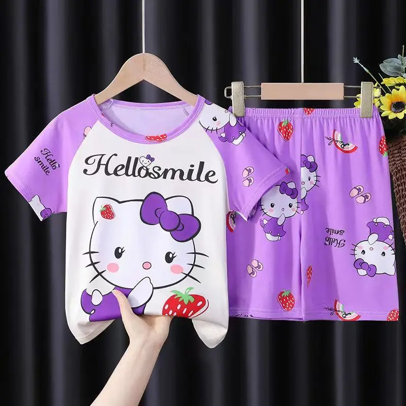 Новинка, летняя детская пижама Hello Kitty из аниме, тонкий комплект с коротким рукавом для девочек, милая Домашняя одежда с мультяшным принтом, о...
Новинка, летняя детская пижама Hello Kitty из аниме, тонкий комплект с коротким рукавом для девочек, милая Домашняя одежда с мультяшным принтом, о...