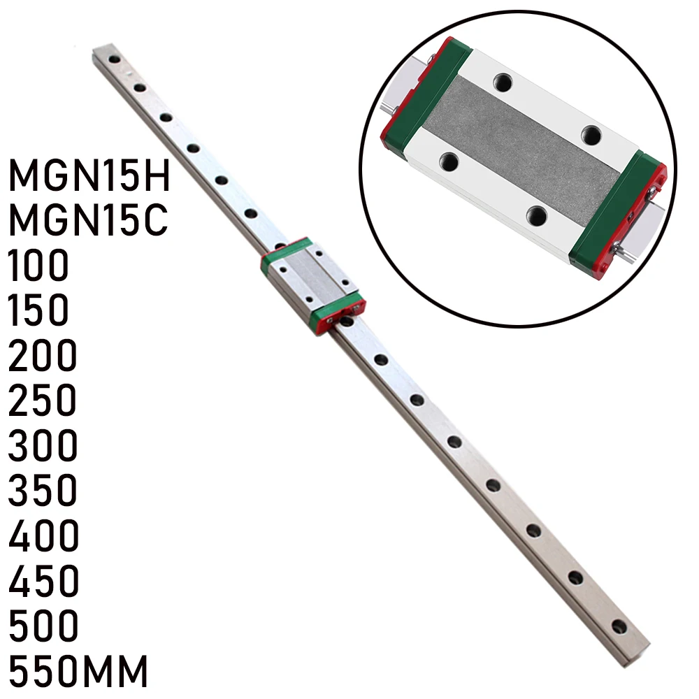 MGN1515mm miniature linear rail guide MGN15C L= 100/150/200/250/300/350/400/450/500/550 mm MGN15H linear block carriage CNC
MGN1515mm miniature linear rail guide MGN15C L= 100/150/200/250/300/350/400/450/500/550 mm MGN15H linear block carriage CNC