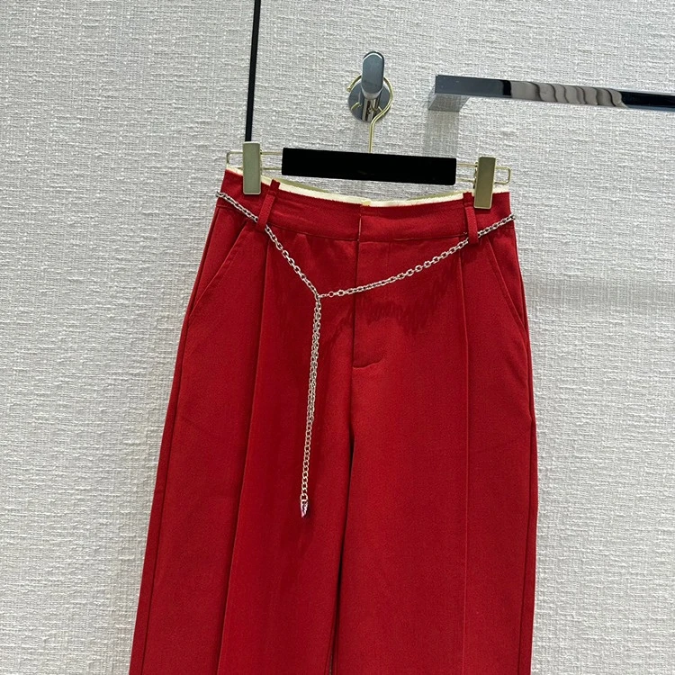 High End Chain Long Pants Women's Korean Version Simple Office-lady High Waist Slim Straight Wide Leg Pants Trousers
High End Chain Long Pants Women's Korean Version Simple Office-lady High Waist Slim Straight Wide Leg Pants Trousers