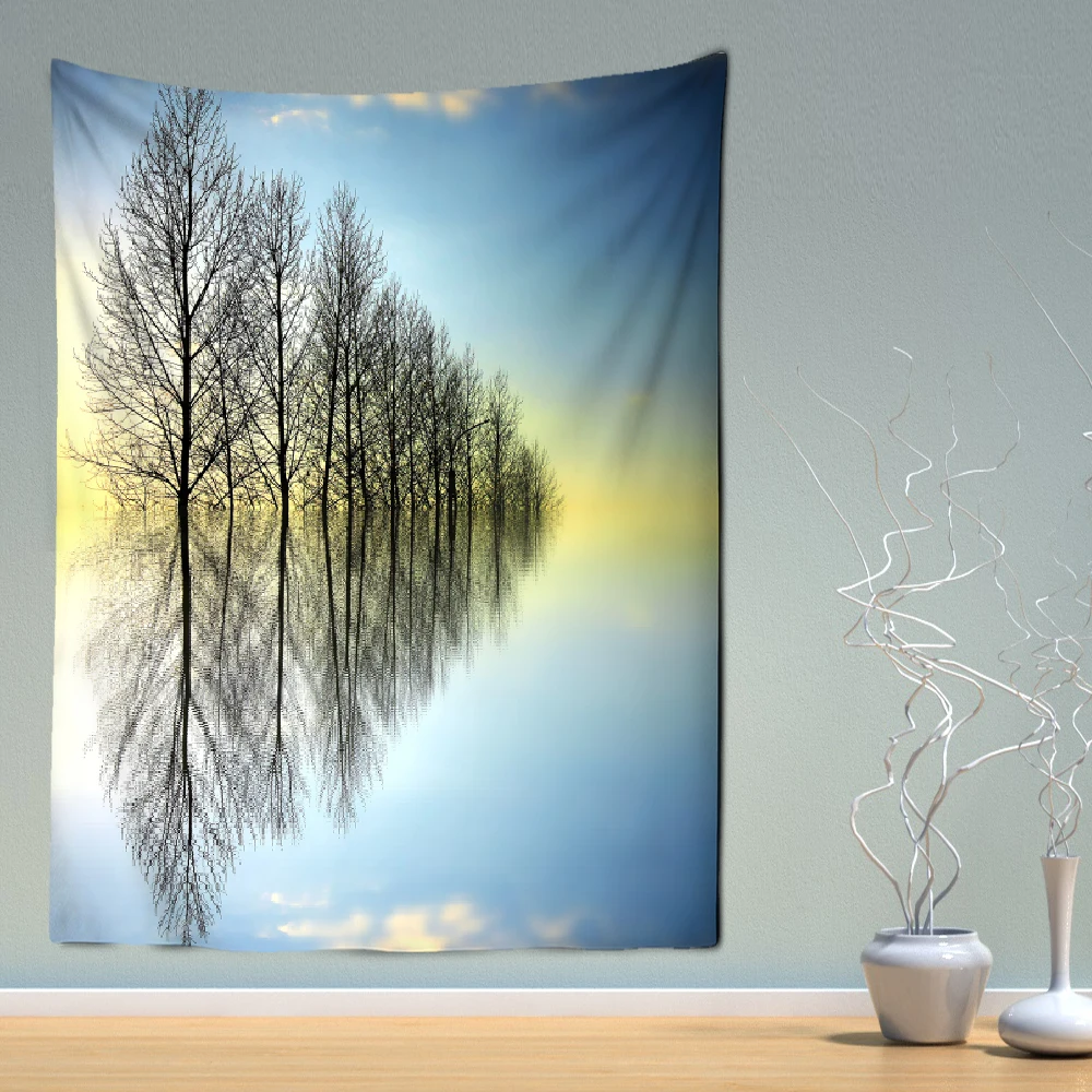 

Natural forest tapestry landscape printing big tapestry tree reflection cheap Hippie wall hanging Bohemian art decoration wall
