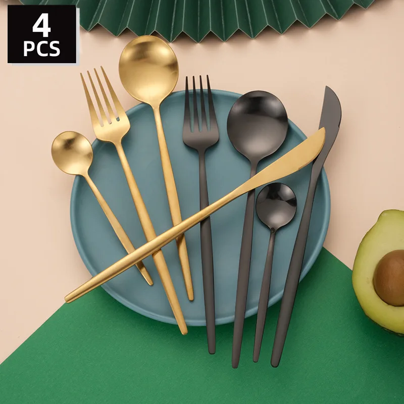 4 Piece Set Portuguese Frosted Cutlery Western Knife Fork Spoon Teaspoon Hotel Stainless Steel Tableware Set Kitchen Supplies
4 Piece Set Portuguese Frosted Cutlery Western Knife Fork Spoon Teaspoon Hotel Stainless Steel Tableware Set Kitchen Supplies