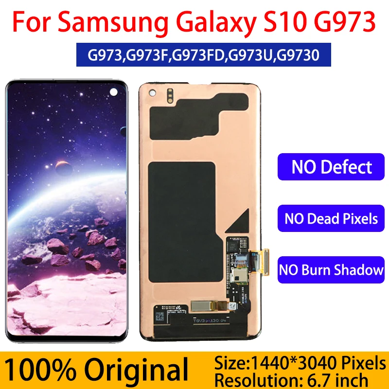 100%Original SUPER AMOLED for SAMSUNG Galaxy S10 Display LCD S10 Display G9730 G973F Touch Screen Digitizer Assembly replacement
100%Original SUPER AMOLED for SAMSUNG Galaxy S10 Display LCD S10 Display G9730 G973F Touch Screen Digitizer Assembly replacement