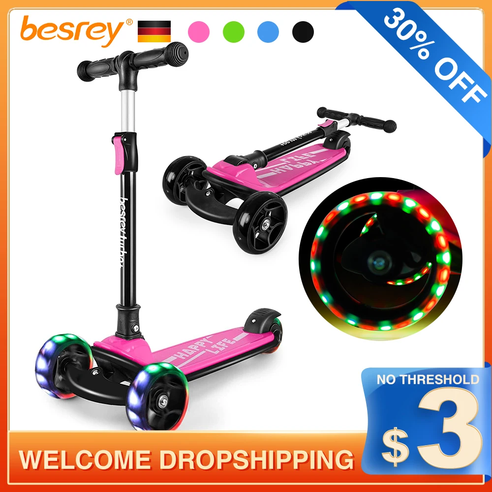 Besrey Kick Scooter Children 3 Wheel Scooter Toddler Scooter 2-Year-Old Kids Scooter With Flashing LED Lights for Kids Ages 2-8 
Besrey Kick Scooter Children 3 Wheel Scooter Toddler Scooter 2-Year-Old Kids Scooter With Flashing LED Lights for Kids Ages 2-8