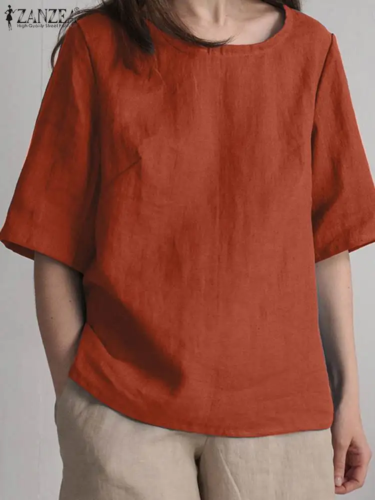 Коллекция 2023 года, Женская хлопковая блузка ZANZEA, топ, разноцветная Повседневная Туника с коротким рукавом и круглым вырезом, топы, женские б...
Коллекция 2023 года, Женская хлопковая блузка ZANZEA, топ, разноцветная Повседневная Туника с коротким рукавом и круглым вырезом, топы, женские б...